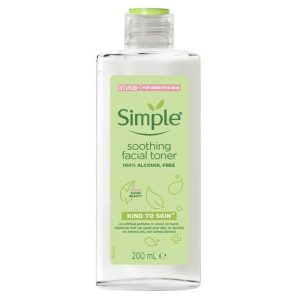 تونر سیمپل تسکین دهنده انواع پوست حاوی ویتامینB5 اورجینال حجم 200 میلی لیتر  Simple facial toner