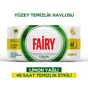 دستمال مرطوب چند منظوره سطوح فیری Fairy اورجینال رایحه لیمو بسته 100 عددی بارکد 8681554633139