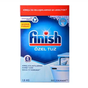 نمک ظرفشویی فینیش Finish اورجینال وزن 1.5 کیلوگرم بارکد 8690570535716