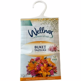 پودر خوشبو کننده ولناکس Wellnax کمد لباس و رخت خواب اسانس دسته گل وزن 21 گرم