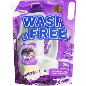 ژل لباسشویی ساندیسی آلمانی 2000 میلی لیتر  "Wash&Free" با رایحه یاس و اسطوخودوس با صابون مارسی- مناسب انواع لباس اورجینال