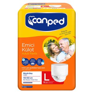 پوشک بزرگسال شورتی جان پد CAN PED اورجینال سایز بزرگ LARGE تعداد 8 عددی BUYUK BOY
